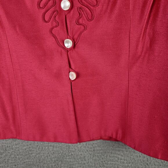 Karen Lawrence Womens Blazer 12 Pink Embroidered Pearl Button 67% Rayon Vintage - Picture 7 of 16